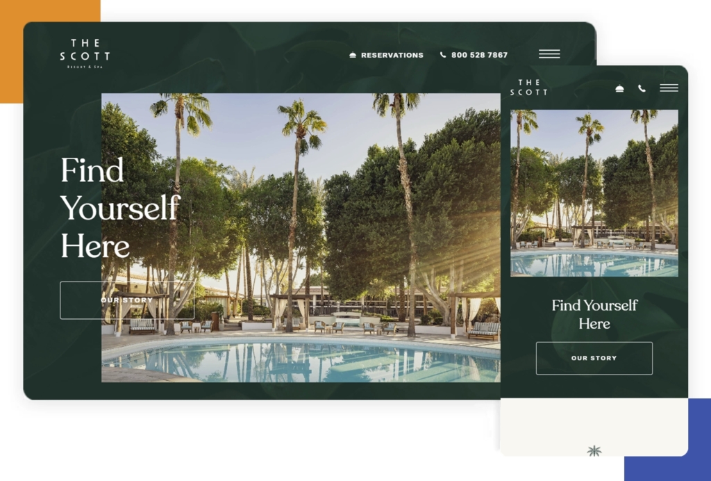 The Scott's website demonstrating web responsiveness on mobile and desktop.